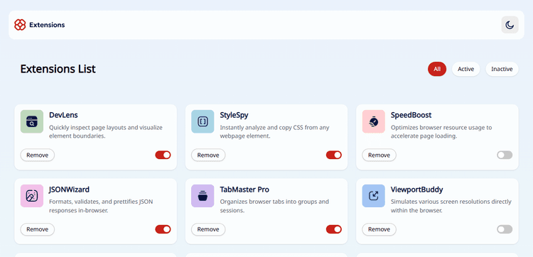 Browser Extension Manager UI