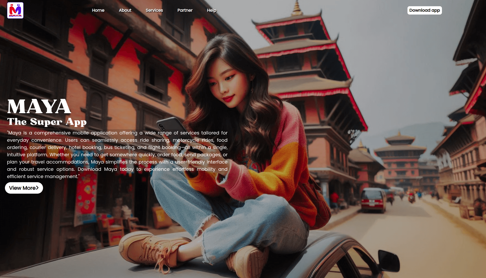 Screenshot of Maya The Super App Website